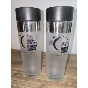 Set Of 2 Relay For Life American Cancer Society Water Bottle Drink Cup